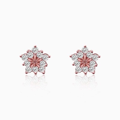 GIVA Sterling Silver Rose Gold Shining Star Stud Earrings for Women And Girls Zircon Sterling Silver Stud Earring