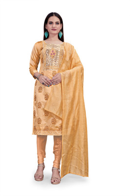 manvaa Chanderi Embellished Salwar Suit Material