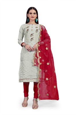 manvaa Chanderi Embroidered Salwar Suit Material