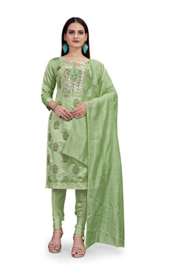 manvaa Chanderi Embellished Salwar Suit Material