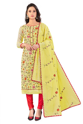 manvaa Chanderi Embroidered Salwar Suit Material