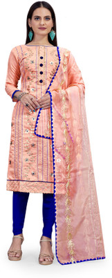 manvaa Chanderi Embroidered Salwar Suit Material