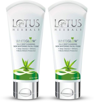 LOTUS HERBALS Whiteglow 3 In 1 Deep Cleaning Skin Whitening Facial Foam | 100g Face Wash(100 g)