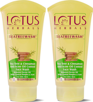 LOTUS HERBALS Teatreewash  | with Tea Tree Oil & Cinnamon | 120g (Pack of 2) Face Wash(120 g)