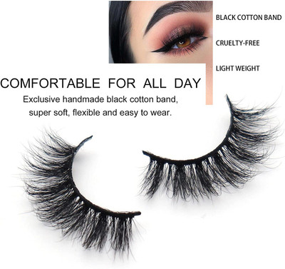 Amaryllis Ultra Soft Natural Professional Hand Made 3D False Eyelashes(Pack of 1)