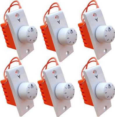 STEPZON 6PCS Fan Regulator - 7 Step Polycarbonate FAN REGULATOR for Ceiling Fan Step-Type Button Regulator