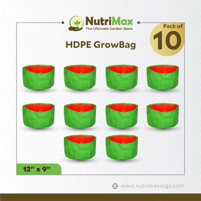 NutriMax HDPE 200 GSM Plant Growbags 12 inch x 9 inch Pack of 10 Grow Bag
