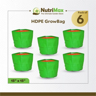 NutriMax HDPE 200 GSM Plant Growbags 15 inch x 15 inch (Pack of 6) Grow Bag