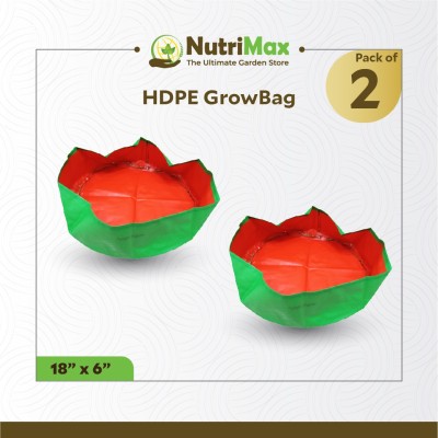 NutriMax NutriMax HDPE 200 GSM Green Orange Growbags 18 x 6 (Pack of 2) Grow Bag