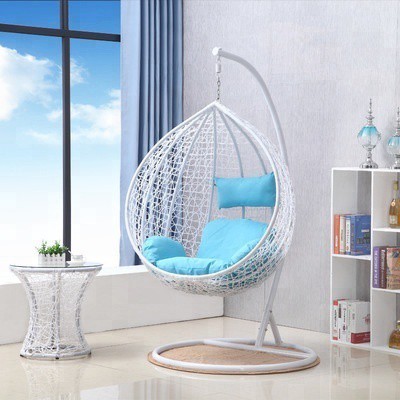 Furniture kart Luxury Hammock Swing with Stand Jhula White with Sky Blue Cushions Steel Large Swing(White, Blue, Pack of 4, DIY(Do-It-Yourself))