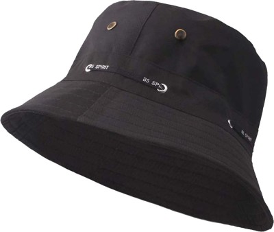 Missby Unisex Cotton Adjustable IMP Beach Bucket Sun Hat (Black)(Black, Pack of 1)