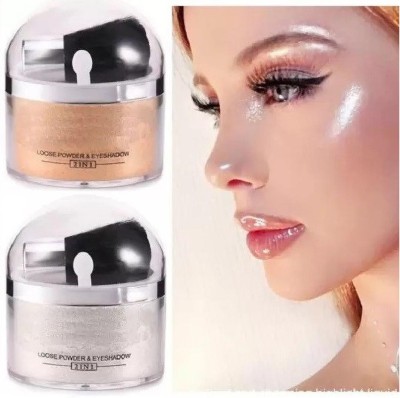 YAWI NEW HIGH QUALITY SHIMMERRY SHINE WHITENING SHIMMER LOOSE GOLD & SILVER POWDER Highlighter(GOLD, SILVER)