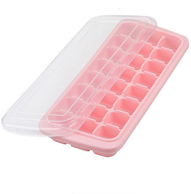 Dhvsam Ice Cube Tray with Lid 2 Pack, ice Cube Trays Silicone, Make 24 ice Cubes Pink Silicone Ice Cube Tray(Pack of2)