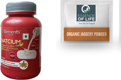 Essence of Life Jaggery with Elements Wellness Natcium Caplets | 60 Caplets Powder Jaggery(100 g, Pack of 2)