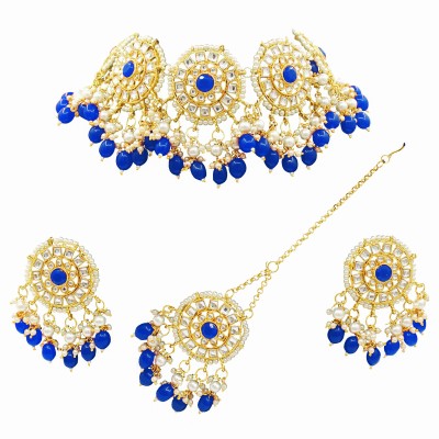 SAIYONI Alloy Gold-plated Blue Jewellery Set(Pack of 1)