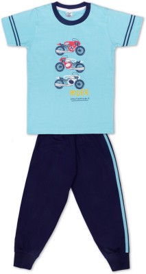 Todd N Teen Boys Casual T-shirt Track Pants(Blue)