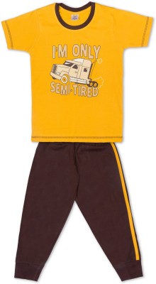 Todd N Teen Boys Casual T-shirt Track Pants(Yellow)