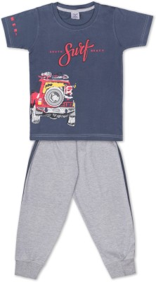 Todd N Teen Boys Casual T-shirt Track Pants(Grey)