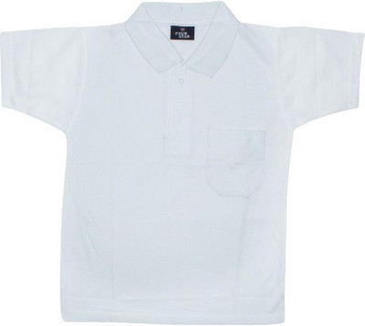 Rajindras Boys Solid Cotton Blend Regular T Shirt(White, Pack of 1)