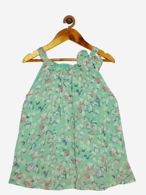 KiddoPanti Girls Casual Polyester Top(Green, Pack of 1)