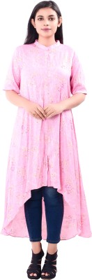 rayie collection Women Embellished High Low Kurta(Pink)