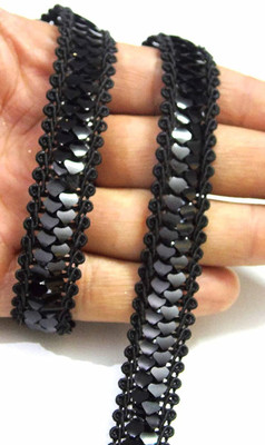 Mezin Black Samosa Zari Jhalar Fancy Unique Lace Blouse Border for Bridal Dresses, Sarees, Lehengas, Decoration, Bag and Designing Embellishment Crafts (8.50Mtr) Lace Reel(Pack of 1)