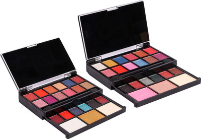 ADJD Profestional 18 shade eyeshadow, 2 Highlighter, 1 Compact Powder Make-up Kits(Pack of 2)