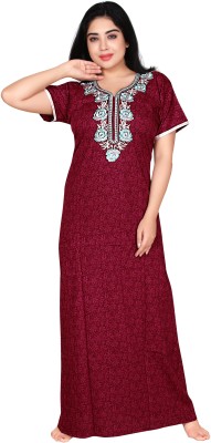 ZAIRRA Women Nighty(Maroon)