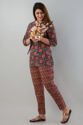 his&her Women Printed Multicolor Top & Pyjama Set