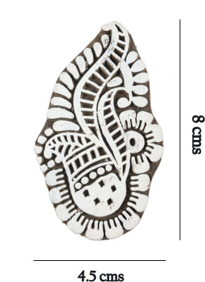 Global Art Traders Handcrafted Floral Design Block - Fabric & Pottery Making Wooden block Printing Blocks(Pack of 1)