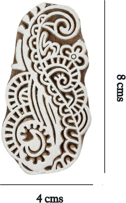Global Art Traders Mehandi Art Block- Henna Block - Floral Design Wooden Textile block Printing Blocks(Pack of 1)