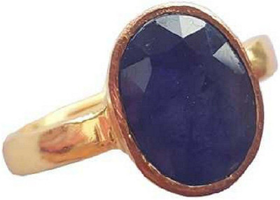 CEYLONMINE emerald blue stone and silver plated adjustable ring Copper Sapphire Ring