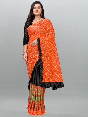 PANETAR Digital Print Bandhani Lycra Blend Saree(Multicolor)