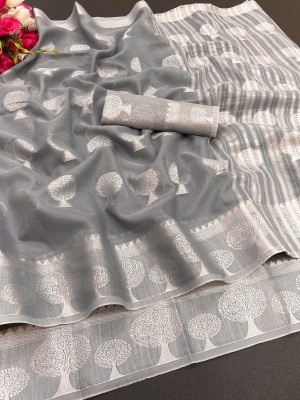 Varni Enterprise Self Design Bollywood Cotton Silk Saree(Grey)