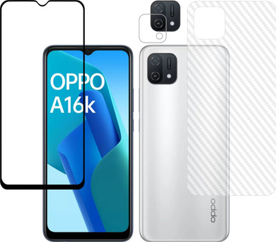 Vatsin Front and Back Tempered Glass for Oppo A16K (Back Carbon Fiber)(Pack of 3)