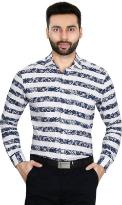 5TH ANFOLD Men Printed Formal Blue Shirt