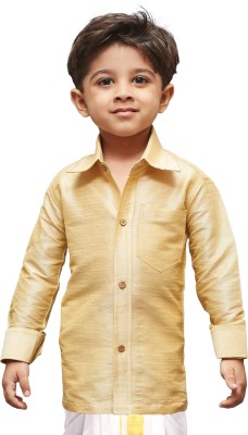 jbn CREATION Boys Solid Party Gold Shirt