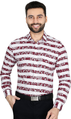 5TH ANFOLD Men Printed Formal Red Shirt