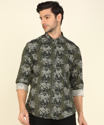 Blackberrys Men Printed Casual Green Shirt