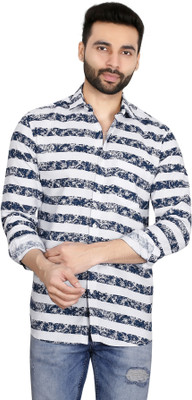 5TH ANFOLD Men Printed Casual Blue Shirt