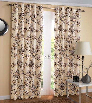 Impression Hut 274 cm (9 ft) Polyester, Blends Room Darkening Long Door Curtain (Pack Of 2)(Printed, Brown)