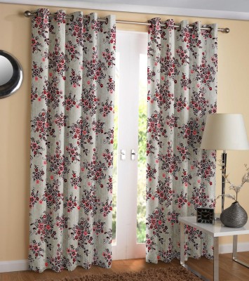 Impression Hut 213 cm (7 ft) Polyester, Blends Room Darkening Door Curtain (Pack Of 2)(Printed, Maroon)