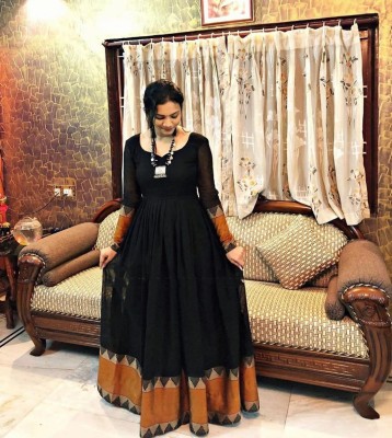 gajera enterprise Anarkali Gown(Black)