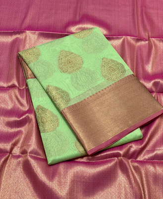 MUSKAN FASHION Woven Banarasi Cotton Silk Saree(Light Green)