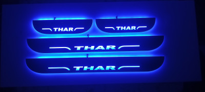 DIAMOND SAJAWAT CAR Door Foot Step Sill Plate Blue Light For Mahindra Thar Door Sill Plate