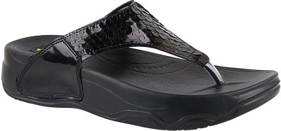 VRINDHA Women Flip Flops(Black , 5)