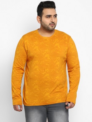 Urbano Plus Printed Men Round Neck Yellow T-Shirt