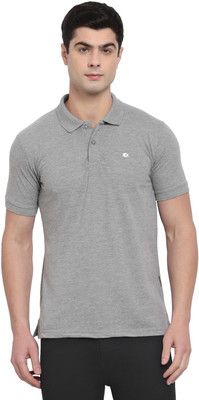 Allen Cooper Solid Men Polo Neck Grey T-Shirt