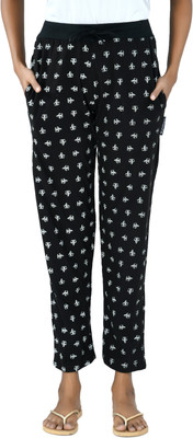 IndiWeaves Printed Women Black Track Pants