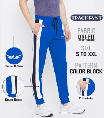 Chrome & Coral Solid Men Blue Track Pants